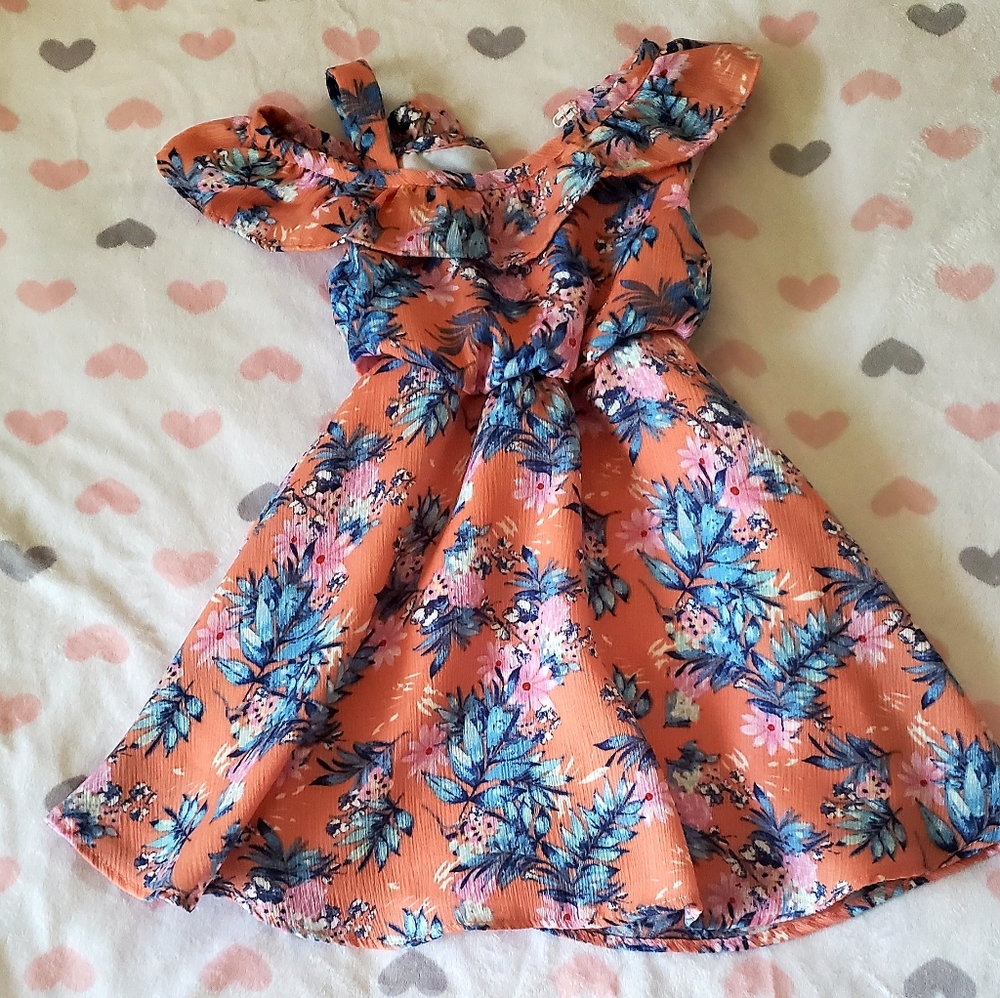 Girls Cold Shoulder Floral Dress Size 18M